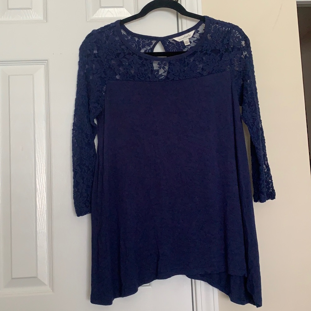 Navy Lace Top